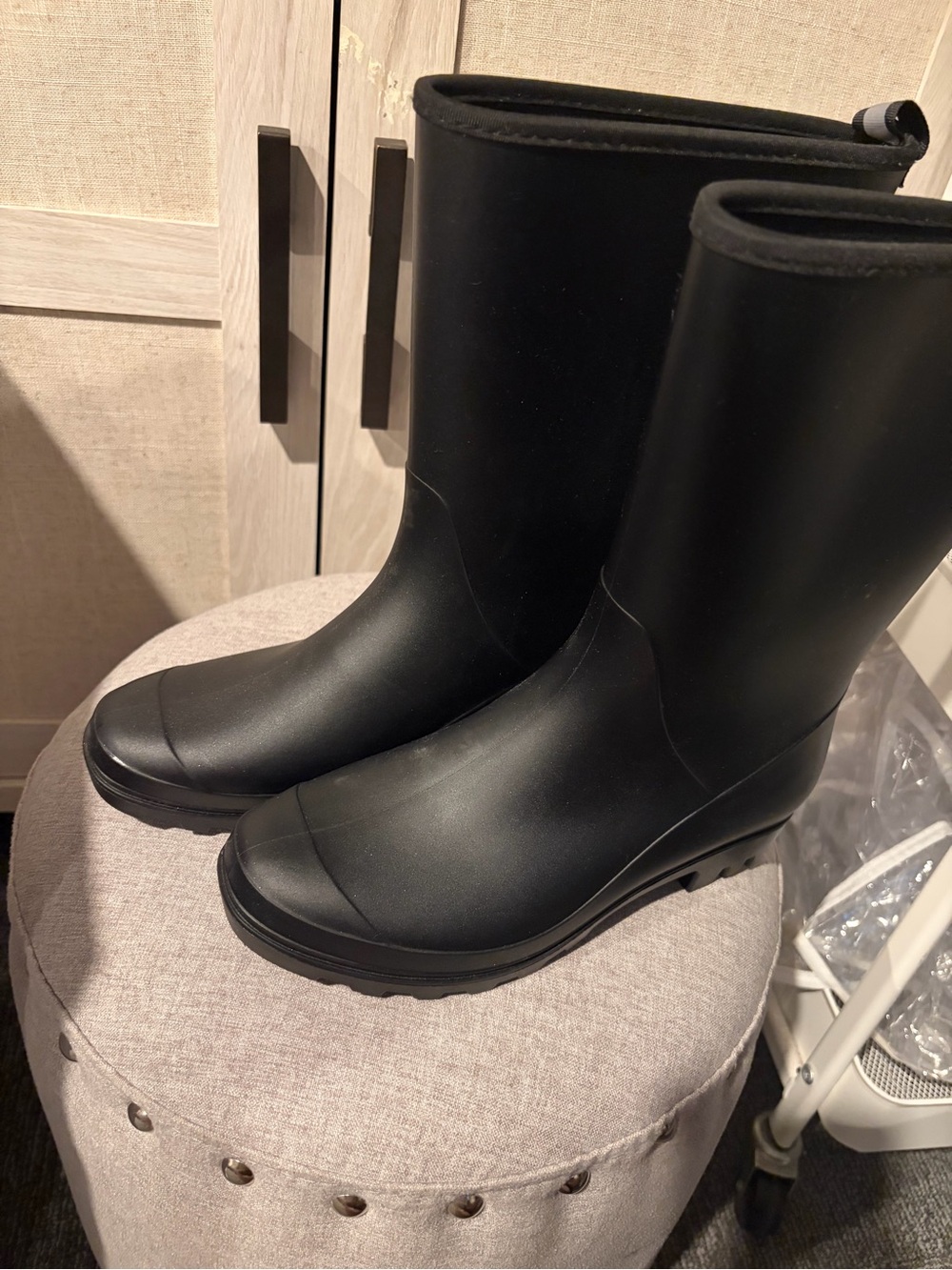 Black womens Waterproof Rain Boots